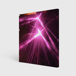 Холст квадратный Неоновые лазеры во тьме - Розовый, цвет: 3D-принт