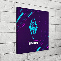 Холст квадратный Символ Skyrim в неоновых цветах на темном фоне, цвет: 3D-принт — фото 2