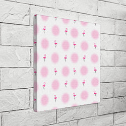 Холст квадратный Фламинго и круги на белом фоне, цвет: 3D-принт — фото 2