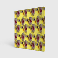 Холст квадратный Попугай Корелла Орёт Мем, цвет: 3D-принт