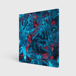 Холст квадратный Неоновые куски льда - Голубой и красный, цвет: 3D-принт