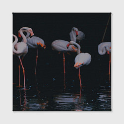 Холст квадратный Фламинго - вода, цвет: 3D-принт — фото 2