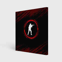 Холст квадратный Символ Counter Strike и краска вокруг на темном фо, цвет: 3D-принт