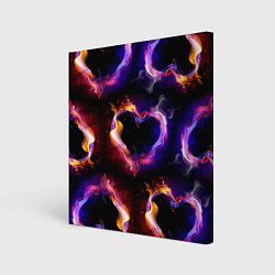 Холст квадратный Пламенное сердце - паттерн, цвет: 3D-принт