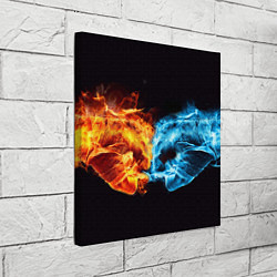 Холст квадратный Вода и огонь - два кулака Brofist, цвет: 3D-принт — фото 2