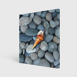 Картина квадратная Одинокая ракушка среди морских камней