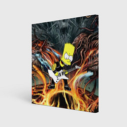 Холст квадратный Барт Симпсон - соло на гитаре, цвет: 3D-принт