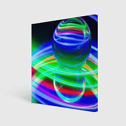 Холст квадратный Волнообразные абстрактные линии и шары, цвет: 3D-принт