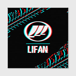 Холст квадратный Значок Lifan в стиле glitch на темном фоне, цвет: 3D-принт — фото 2