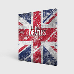 Холст квадратный The Beatles - лого на фоне флага Великобритании, цвет: 3D-принт