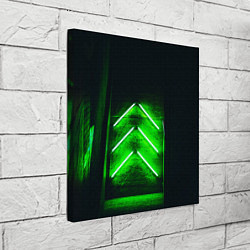 Холст квадратный Неоновые зелёные стрелки во тьме, цвет: 3D-принт — фото 2