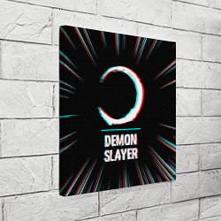 Холст квадратный Символ Demon Slayer в стиле glitch на темном фоне, цвет: 3D-принт — фото 2