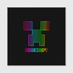 Холст квадратный Minecraft logo neon, цвет: 3D-принт — фото 2