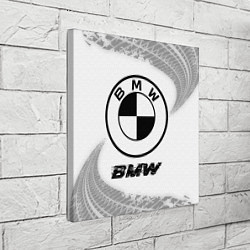 Холст квадратный BMW speed на светлом фоне со следами шин, цвет: 3D-принт — фото 2