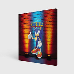Холст квадратный Sonic - Hedgehog - Video game - жест, цвет: 3D-принт