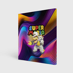 Холст квадратный Super Mario - Bowser - Nintendo, цвет: 3D-принт