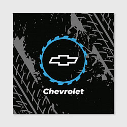 Холст квадратный Chevrolet в стиле Top Gear со следами шин на фоне, цвет: 3D-принт — фото 2