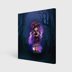 Холст квадратный Ведьма-малолетка с котами - Halloween, цвет: 3D-принт