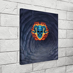 Холст квадратный Череп с рогами в огне, цвет: 3D-принт — фото 2