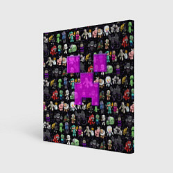 Холст квадратный Minecraft: characters and logo, цвет: 3D-принт