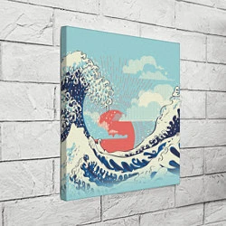 Холст квадратный Морской пейзаж с большими волнами на закате, цвет: 3D-принт — фото 2