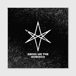 Холст квадратный Bring Me the Horizon с потертостями на темном фоне, цвет: 3D-принт — фото 2