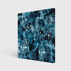 Холст квадратный Гранж - абстрактные синие разводы, цвет: 3D-принт