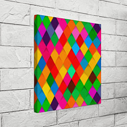 Холст квадратный Цветные лоскуты - пэчворк, цвет: 3D-принт — фото 2