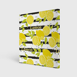 Картина квадратная Лимон на чёрно-белом фоне