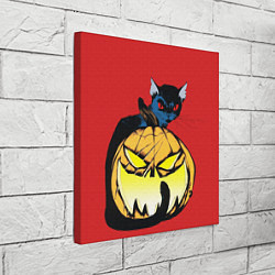Холст квадратный Halloween - тыква и кот, цвет: 3D-принт — фото 2