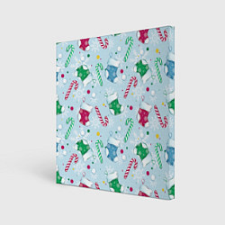 Холст квадратный Новогодний паттерн, цвет: 3D-принт