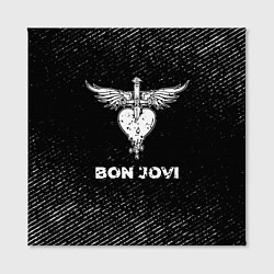 Холст квадратный Bon Jovi с потертостями на темном фоне, цвет: 3D-принт — фото 2