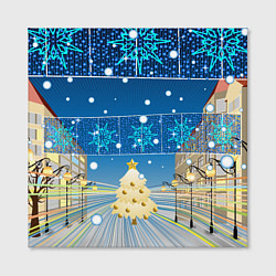 Холст квадратный Новогоднее настроение - ночной город, цвет: 3D-принт — фото 2