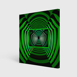 Холст квадратный Зелёный туннель - оптическая иллюзия, цвет: 3D-принт