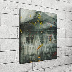 Холст квадратный Абстрактный силуэт дома и краски на поверхности, цвет: 3D-принт — фото 2