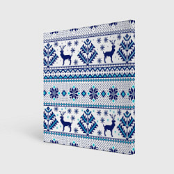 Холст квадратный Happy new year, blue deer, цвет: 3D-принт