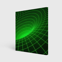 Холст квадратный Зелёная неоновая чёрная дыра, цвет: 3D-принт