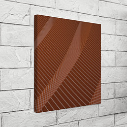 Холст квадратный Абстрактные белые линии на коричневом паттерне, цвет: 3D-принт — фото 2