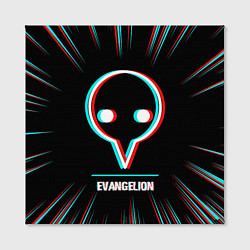 Холст квадратный Символ Evangelion в стиле glitch на темном фоне, цвет: 3D-принт — фото 2