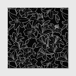 Холст квадратный Нежные цветы - лилии: черно белыи, цвет: 3D-принт — фото 2