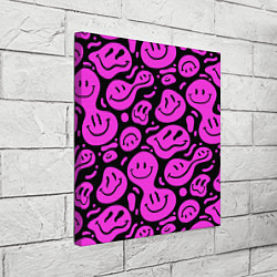 Холст квадратный Кислотный розовый в смайликах, цвет: 3D-принт — фото 2