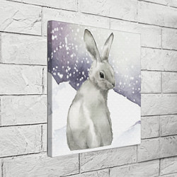 Холст квадратный Милый кролик на снегу, цвет: 3D-принт — фото 2