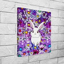 Холст квадратный Веселый кролик в цветах, цвет: 3D-принт — фото 2