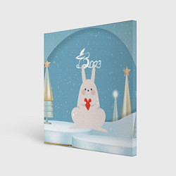 Холст квадратный Зайчонок с сердечком, цвет: 3D-принт