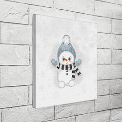 Холст квадратный Милый снеговик и снежинки, цвет: 3D-принт — фото 2