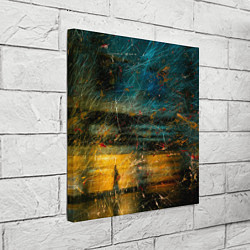 Холст квадратный Синие и жёлтые огни и царапины, цвет: 3D-принт — фото 2