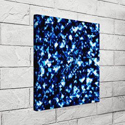 Холст квадратный Неоновые синие треугольники блестящие, цвет: 3D-принт — фото 2