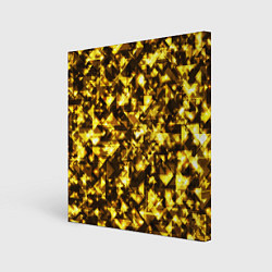 Картина квадратная Золотой узор треугольники на черном фоне