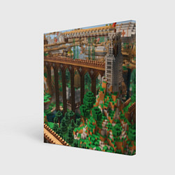 Холст квадратный Minecraft постройка, цвет: 3D-принт