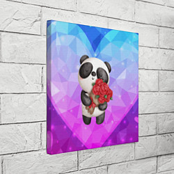 Холст квадратный Панда с букетом цветов, цвет: 3D-принт — фото 2